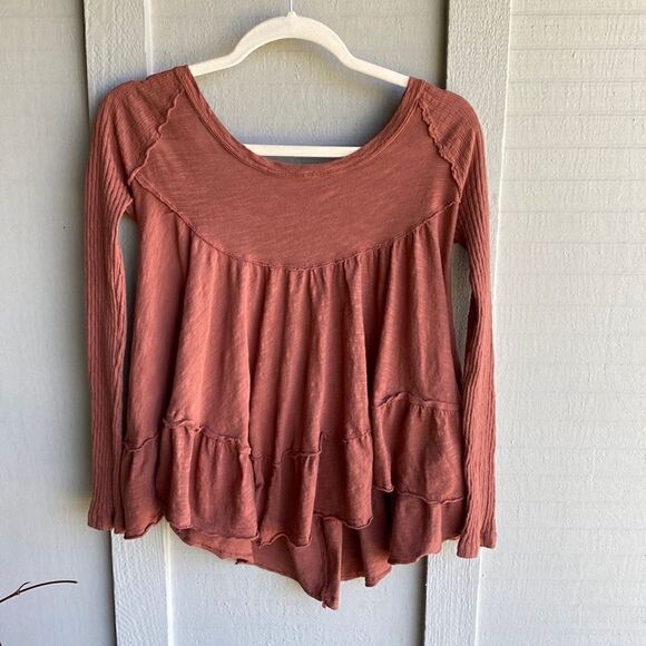 NWT - Free People It's Always Been You Long Sleeve Top Tunic in Rust Size: XS - Picture 4 of 11